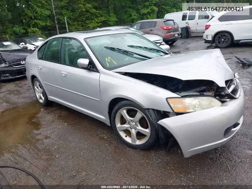 2007 Subaru Legacy 2.5I VIN: 4S3BL616477200421 Lot: 42239060