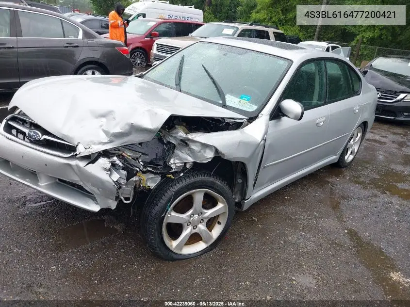2007 Subaru Legacy 2.5I VIN: 4S3BL616477200421 Lot: 42239060