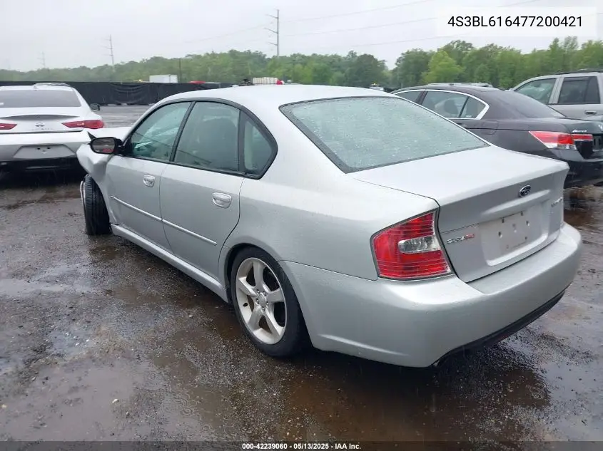2007 Subaru Legacy 2.5I VIN: 4S3BL616477200421 Lot: 42239060