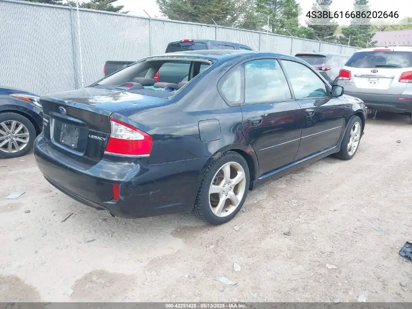 2008 Subaru Legacy 2.5I VIN: 4S3BL616686202646 Lot: 42251425