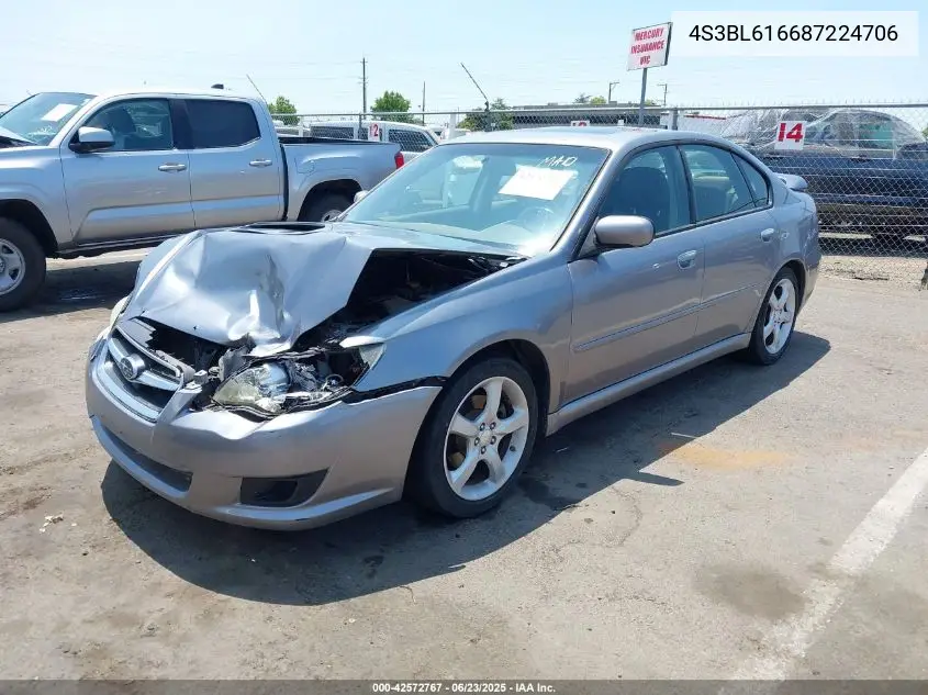 2008 Subaru Legacy 2.5I VIN: 4S3BL616687224706 Lot: 42572767