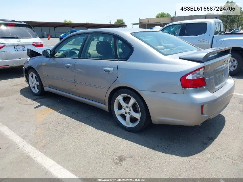 2008 Subaru Legacy 2.5I VIN: 4S3BL616687224706 Lot: 42572767