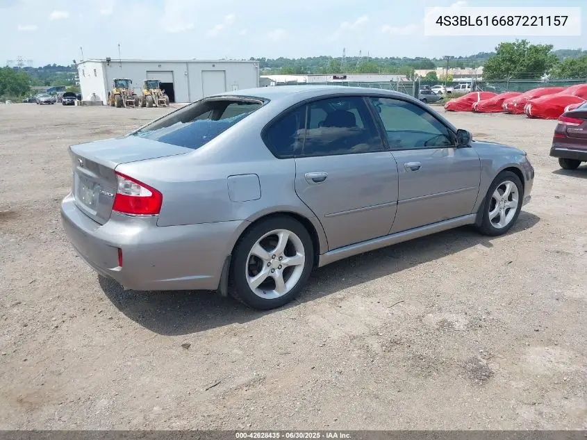 2008 Subaru Legacy 2.5I VIN: 4S3BL616687221157 Lot: 42628435