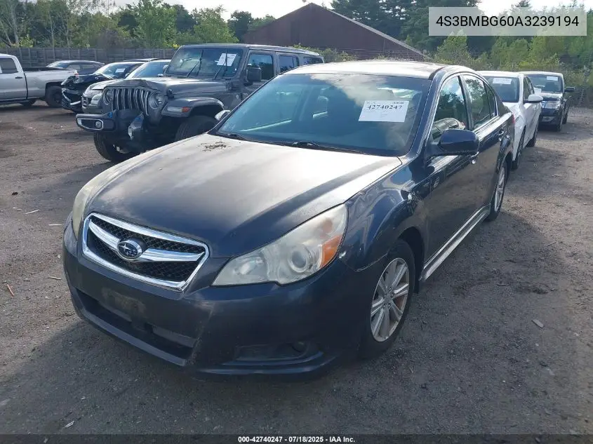 2010 Subaru Legacy 2.5I Premium VIN: 4S3BMBG60A3239194 Lot: 42740247