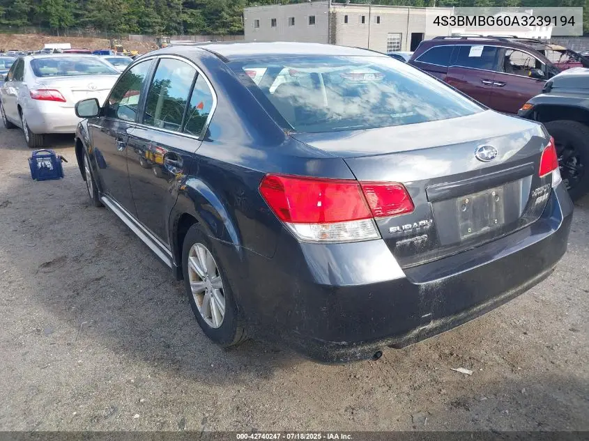 2010 Subaru Legacy 2.5I Premium VIN: 4S3BMBG60A3239194 Lot: 42740247