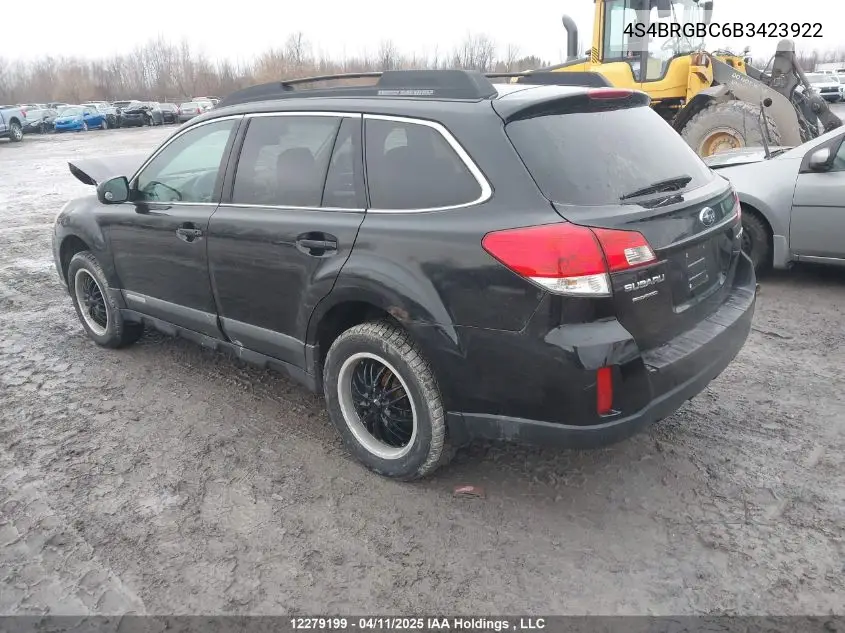 2011 Subaru Legacy Outback VIN: 4S4BRGBC6B3423922 Lot: 12279199