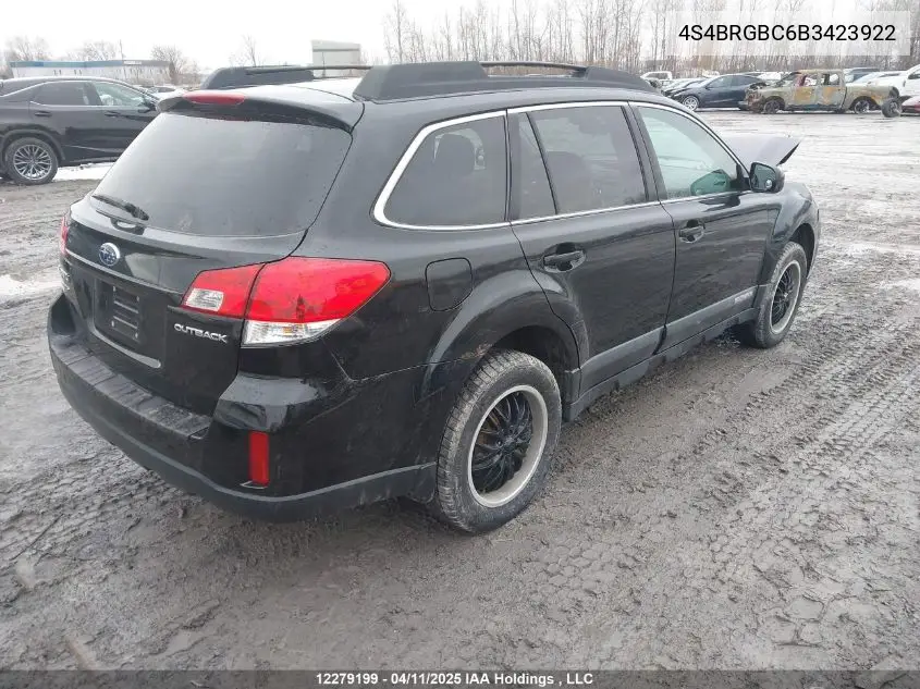 2011 Subaru Legacy Outback VIN: 4S4BRGBC6B3423922 Lot: 12279199