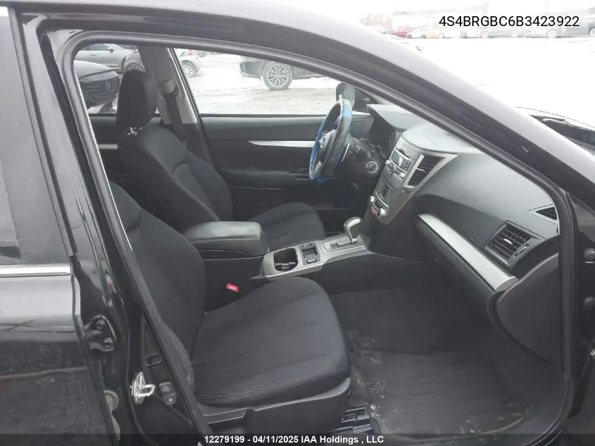 2011 Subaru Legacy Outback VIN: 4S4BRGBC6B3423922 Lot: 12279199