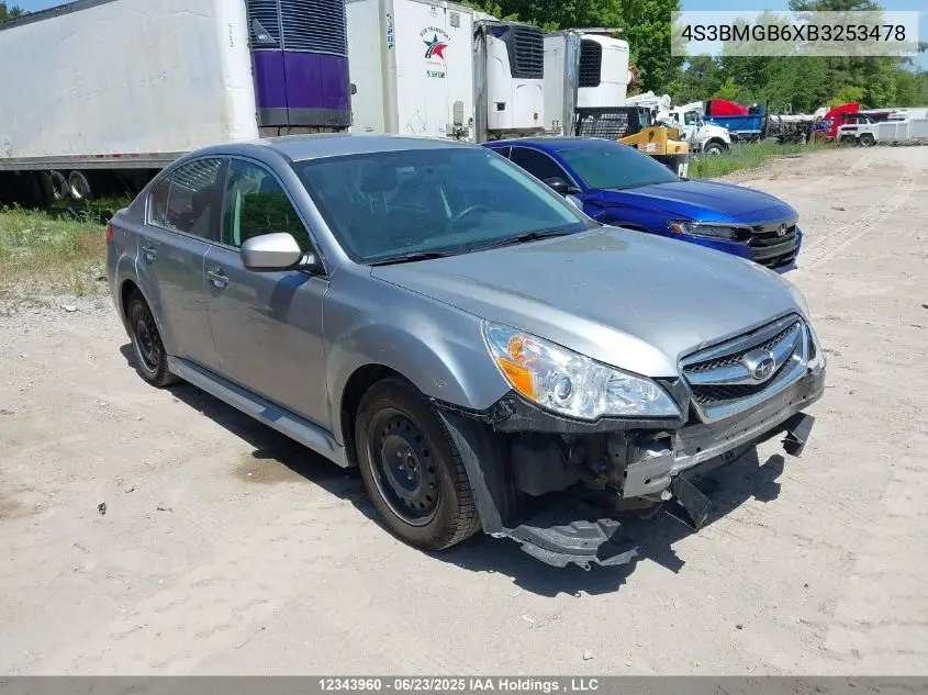 2011 Subaru Legacy 2.5I Premium VIN: 4S3BMGB6XB3253478 Lot: 12343960