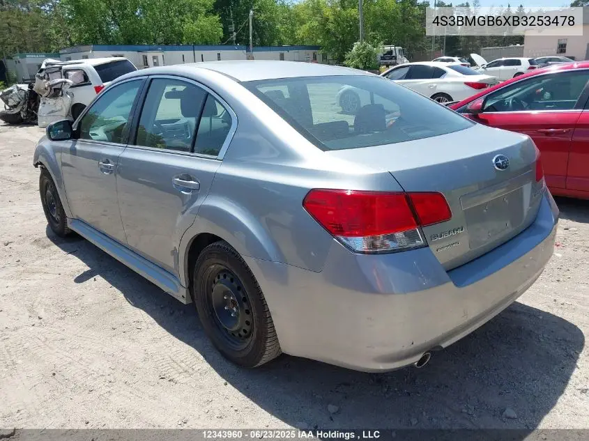 2011 Subaru Legacy 2.5I Premium VIN: 4S3BMGB6XB3253478 Lot: 12343960