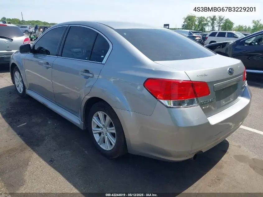 2011 Subaru Legacy 2.5I Premium VIN: 4S3BMBG67B3229201 Lot: 42244519
