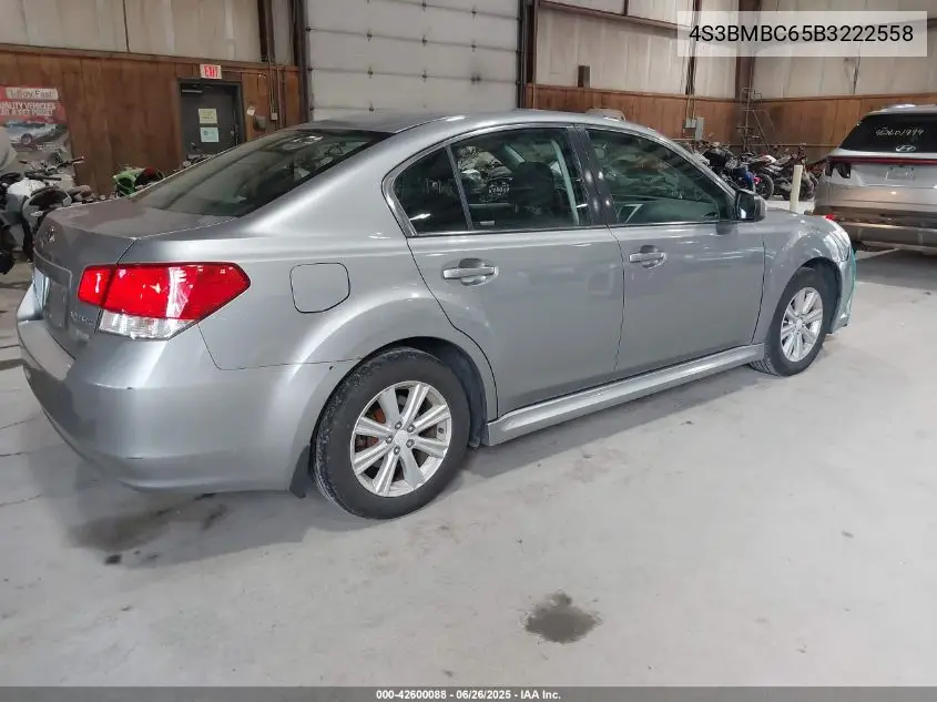2011 Subaru Legacy 2.5I Premium VIN: 4S3BMBC65B3222558 Lot: 42600088
