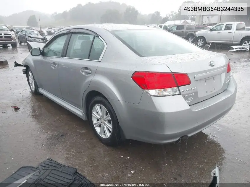 2011 Subaru Legacy 2.5I Premium VIN: 4S3BMBG64B3244335 Lot: 42633726