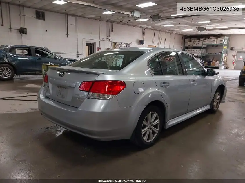 2012 Subaru Legacy 2.5I Premium VIN: 4S3BMBG61C3026936 Lot: 42616305