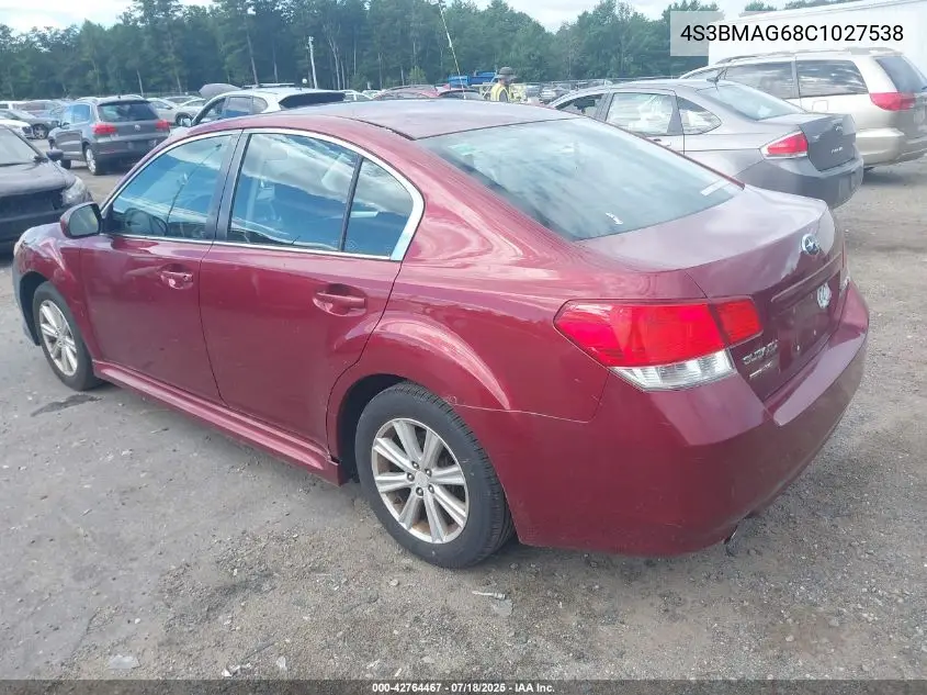 2012 Subaru Legacy 2.5I Premium VIN: 4S3BMAG68C1027538 Lot: 42764467