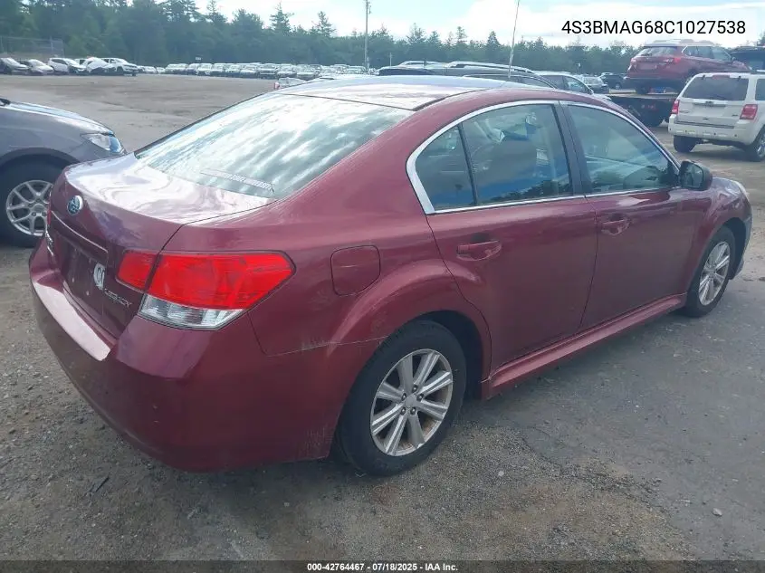 2012 Subaru Legacy 2.5I Premium VIN: 4S3BMAG68C1027538 Lot: 42764467