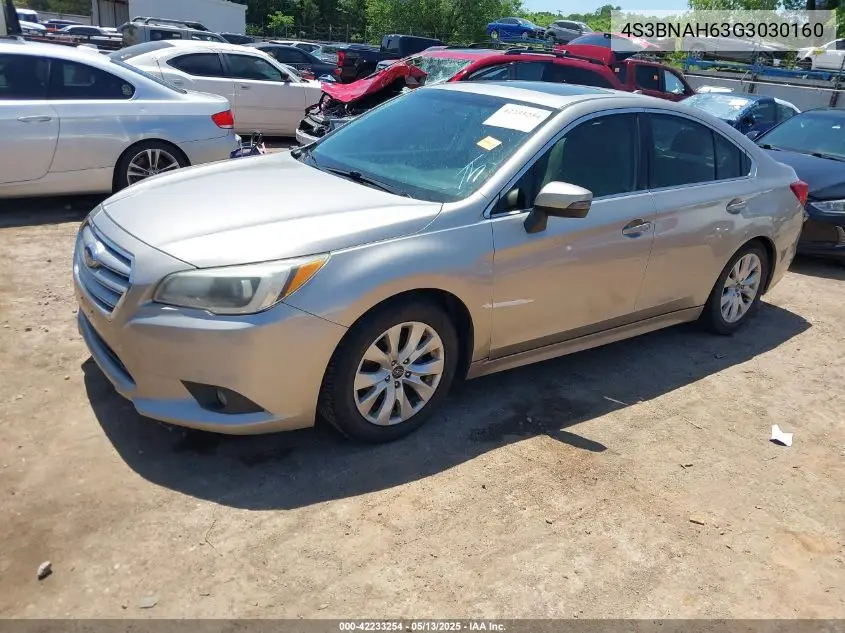 2016 Subaru Legacy 2.5I Premium VIN: 4S3BNAH63G3030160 Lot: 42233254
