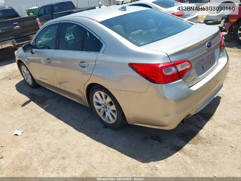 2016 Subaru Legacy 2.5I Premium VIN: 4S3BNAH63G3030160 Lot: 42233254