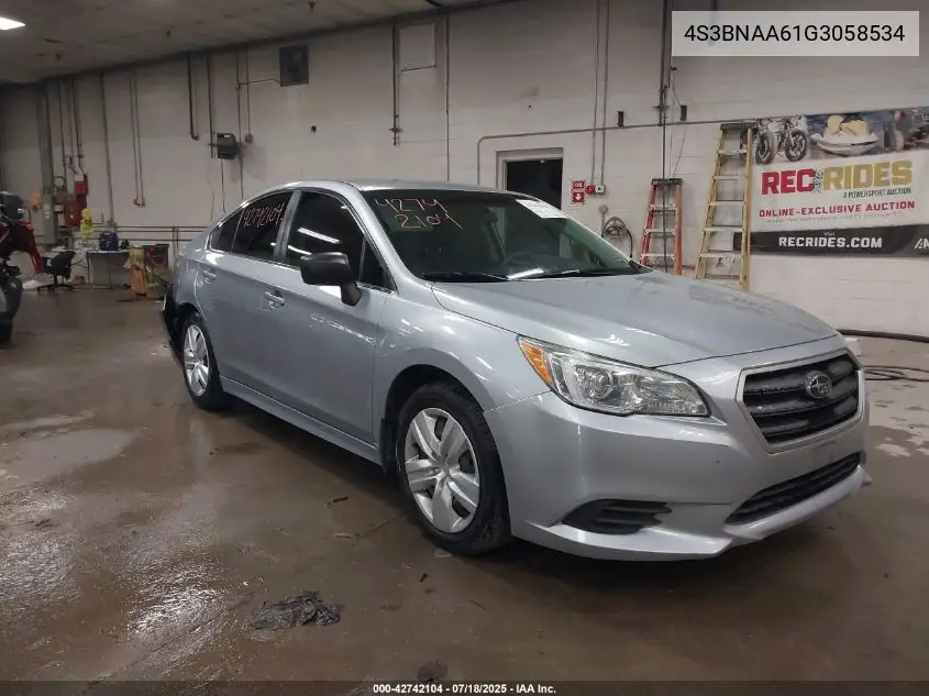 2016 Subaru Legacy 2.5I VIN: 4S3BNAA61G3058534 Lot: 42742104
