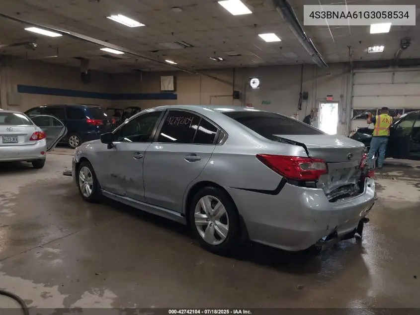 2016 Subaru Legacy 2.5I VIN: 4S3BNAA61G3058534 Lot: 42742104