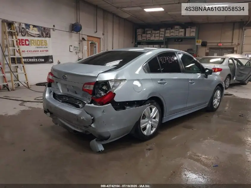 2016 Subaru Legacy 2.5I VIN: 4S3BNAA61G3058534 Lot: 42742104