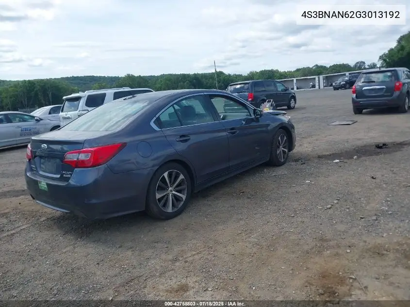 2016 Subaru Legacy 2.5I Limited VIN: 4S3BNAN62G3013192 Lot: 42758803
