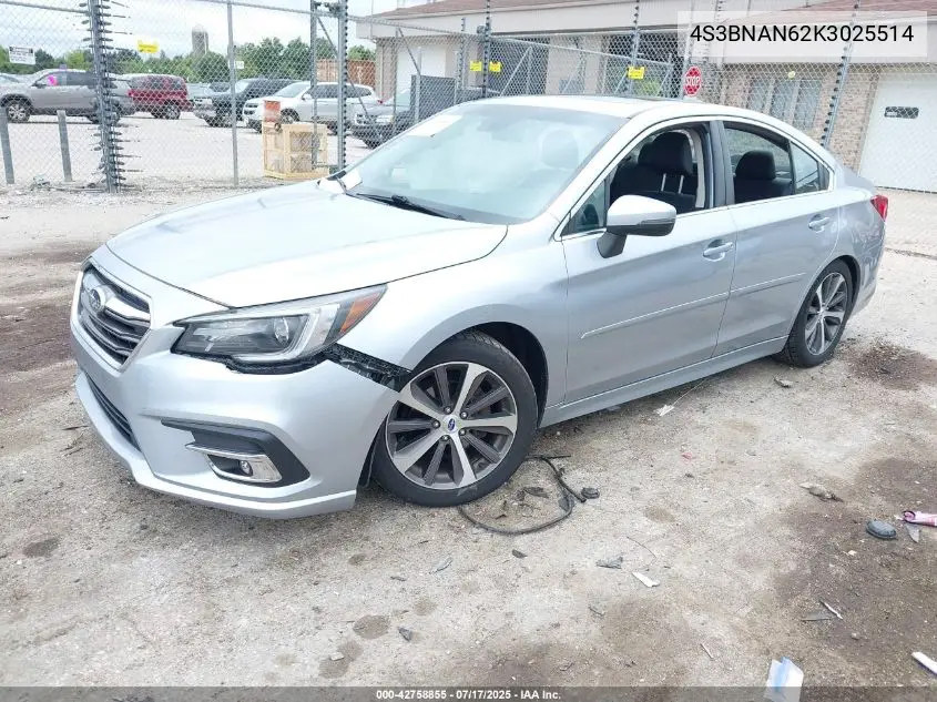 2019 Subaru Legacy 2.5I Limited VIN: 4S3BNAN62K3025514 Lot: 42758855