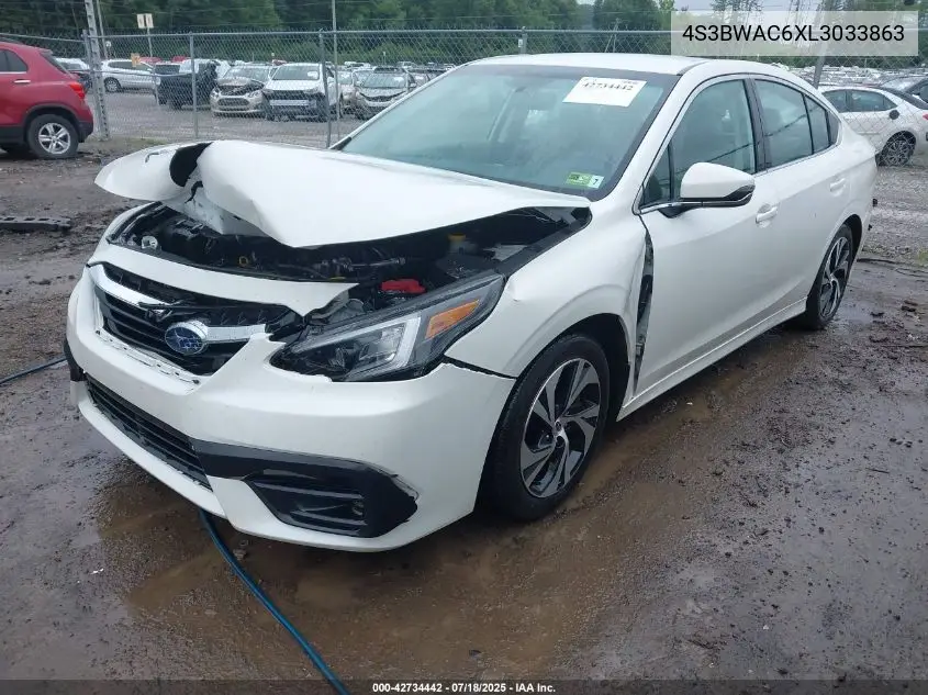 2020 Subaru Legacy Premium VIN: 4S3BWAC6XL3033863 Lot: 42734442