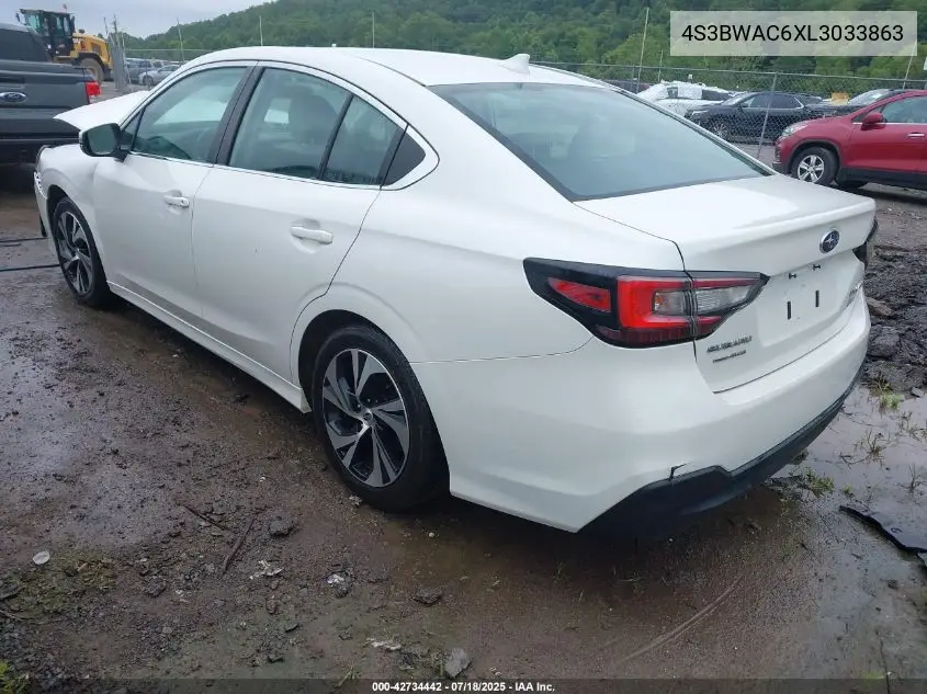 2020 Subaru Legacy Premium VIN: 4S3BWAC6XL3033863 Lot: 42734442