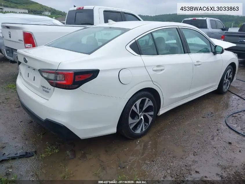 2020 Subaru Legacy Premium VIN: 4S3BWAC6XL3033863 Lot: 42734442