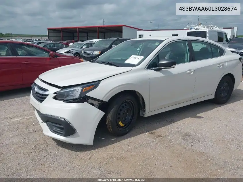 2020 Subaru Legacy VIN: 4S3BWAA60L3028674 Lot: 42771713