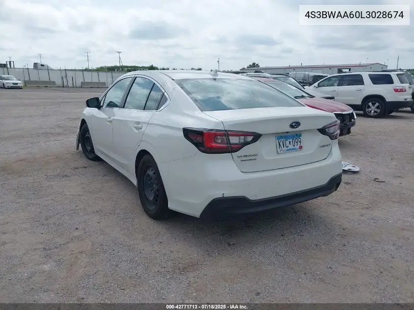 2020 Subaru Legacy VIN: 4S3BWAA60L3028674 Lot: 42771713