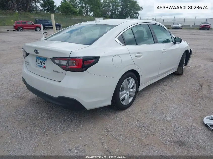 2020 Subaru Legacy VIN: 4S3BWAA60L3028674 Lot: 42771713