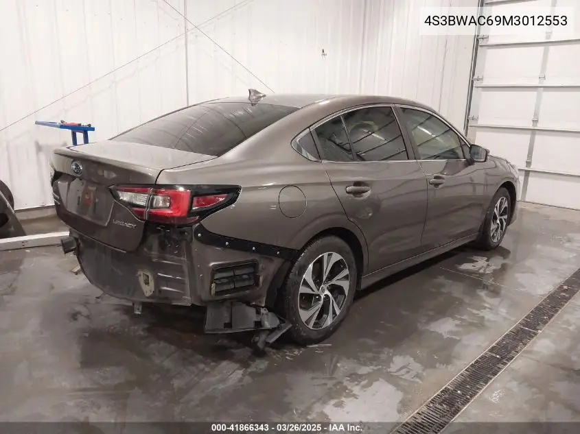 2021 Subaru Legacy Premium VIN: 4S3BWAC69M3012553 Lot: 41866343