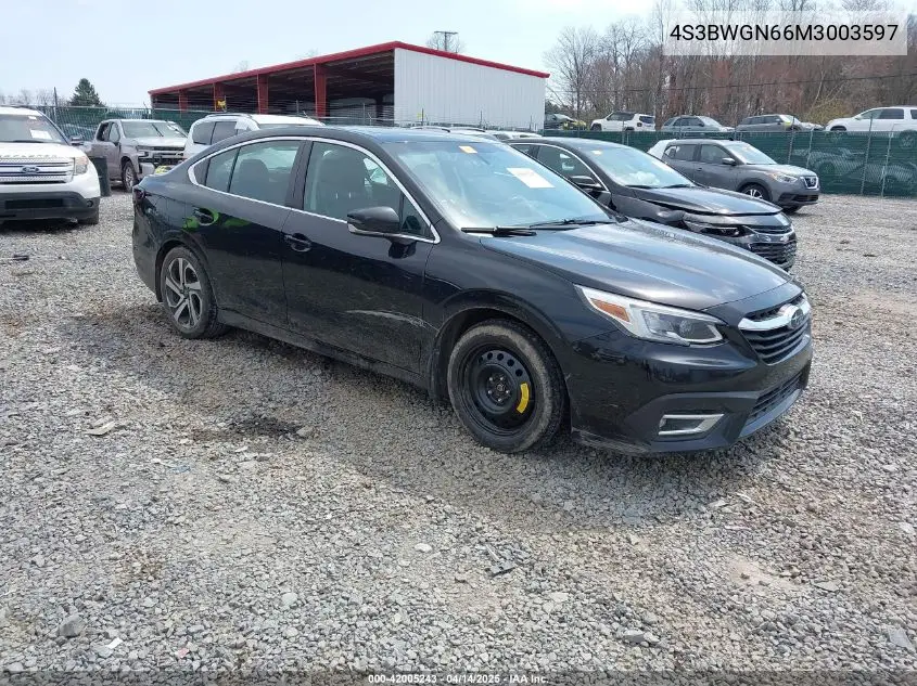 2021 Subaru Legacy Limited Xt VIN: 4S3BWGN66M3003597 Lot: 42005243
