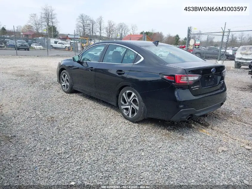 2021 Subaru Legacy Limited Xt VIN: 4S3BWGN66M3003597 Lot: 42005243