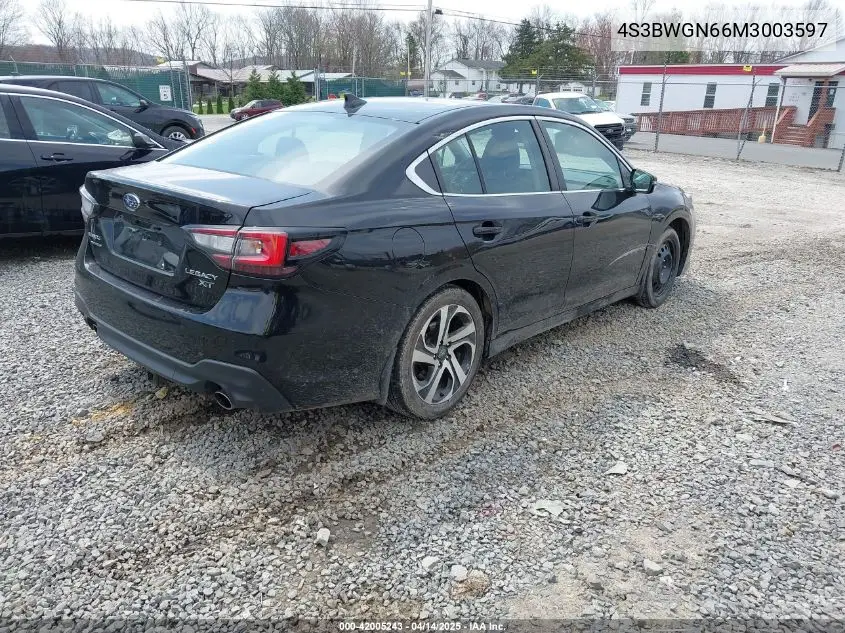 2021 Subaru Legacy Limited Xt VIN: 4S3BWGN66M3003597 Lot: 42005243
