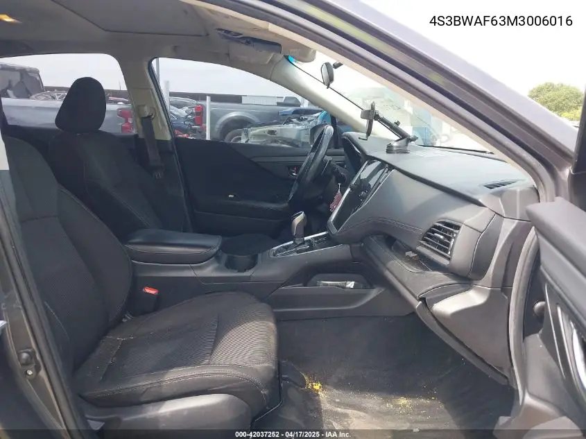 2021 Subaru Legacy Premium VIN: 4S3BWAF63M3006016 Lot: 42037252