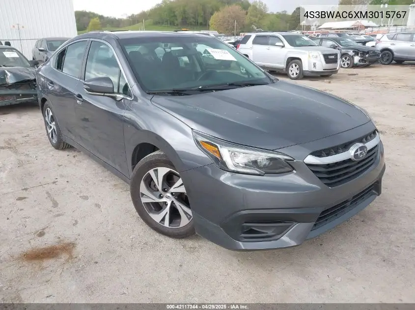 2021 Subaru Legacy Premium VIN: 4S3BWAC6XM3015767 Lot: 42117344