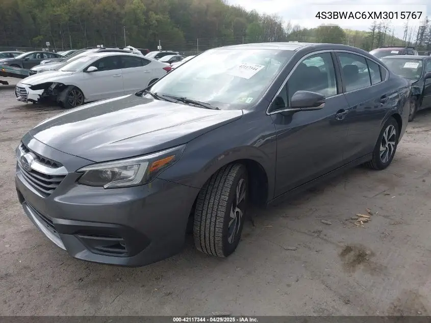 2021 Subaru Legacy Premium VIN: 4S3BWAC6XM3015767 Lot: 42117344