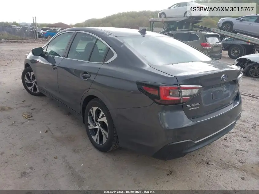 2021 Subaru Legacy Premium VIN: 4S3BWAC6XM3015767 Lot: 42117344