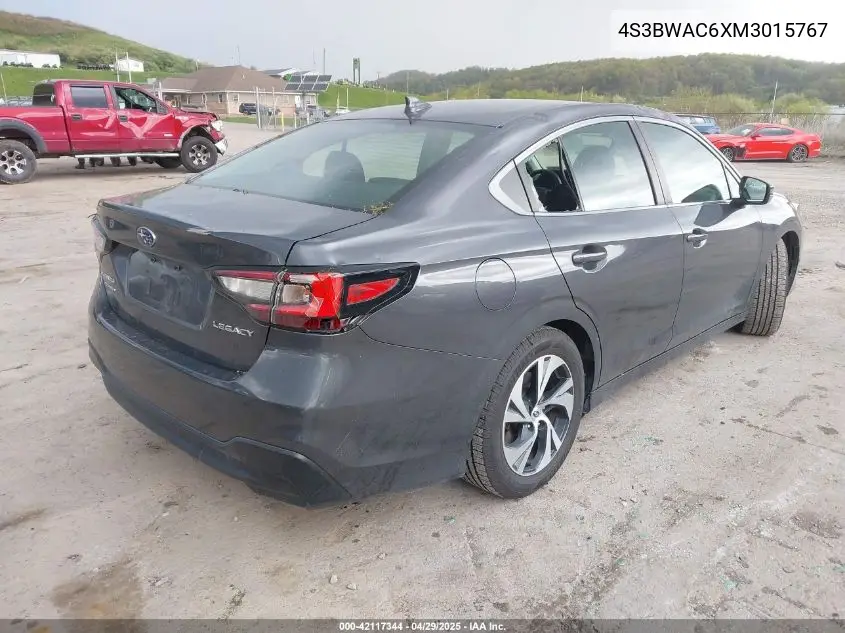 2021 Subaru Legacy Premium VIN: 4S3BWAC6XM3015767 Lot: 42117344