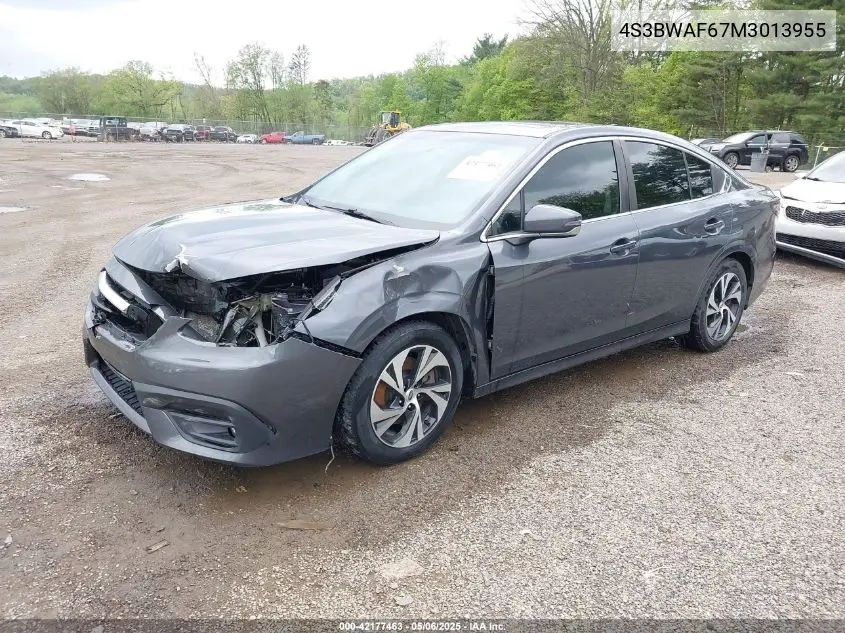 2021 Subaru Legacy Premium VIN: 4S3BWAF67M3013955 Lot: 42177463
