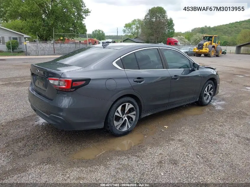2021 Subaru Legacy Premium VIN: 4S3BWAF67M3013955 Lot: 42177463