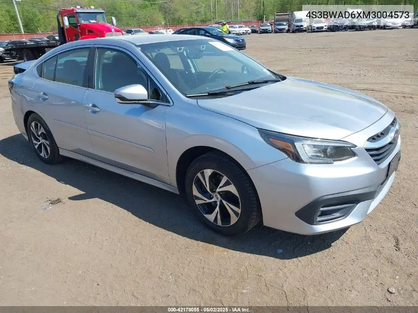 2021 Subaru Legacy Premium VIN: 4S3BWAD6XM3004573 Lot: 42178055