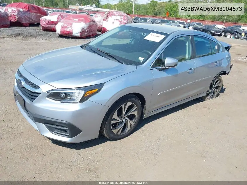 2021 Subaru Legacy Premium VIN: 4S3BWAD6XM3004573 Lot: 42178055