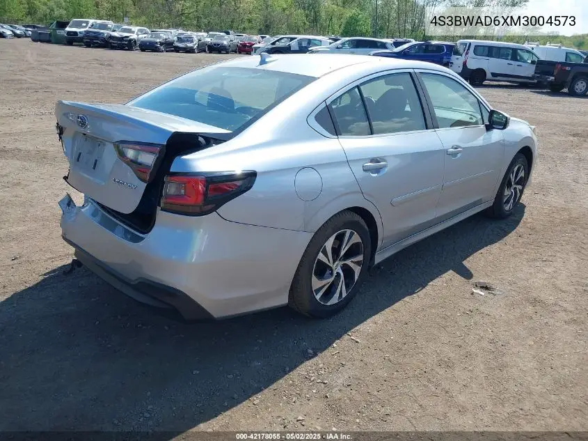 2021 Subaru Legacy Premium VIN: 4S3BWAD6XM3004573 Lot: 42178055