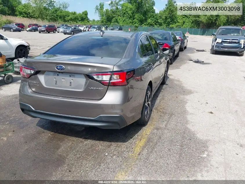 2021 Subaru Legacy Premium VIN: 4S3BWAC6XM3003098 Lot: 42221814