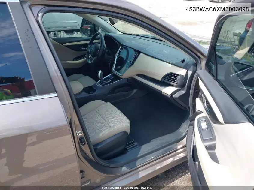2021 Subaru Legacy Premium VIN: 4S3BWAC6XM3003098 Lot: 42221814