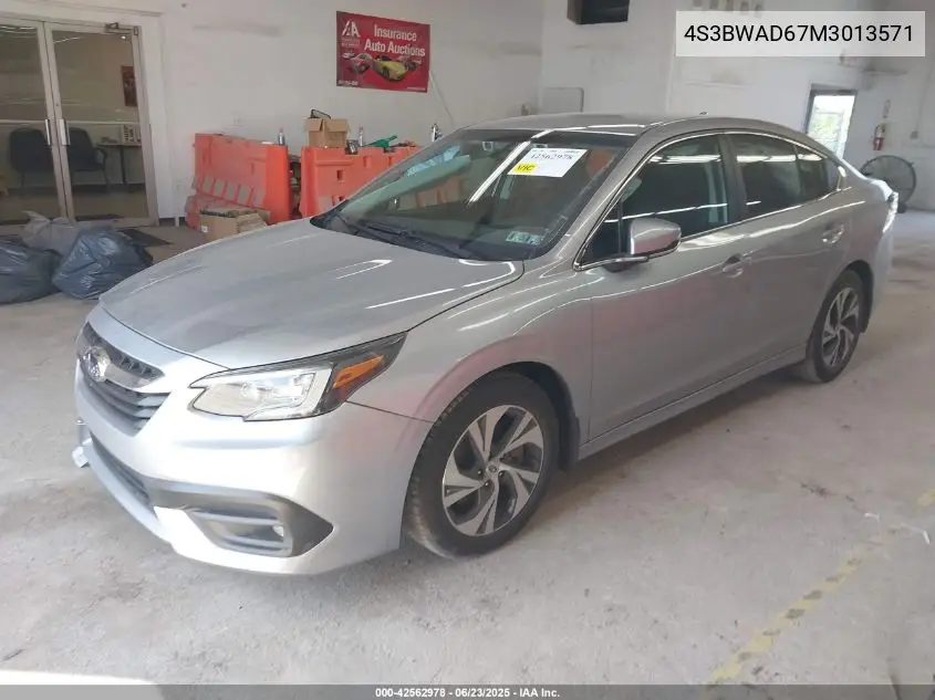 2021 Subaru Legacy Premium VIN: 4S3BWAD67M3013571 Lot: 42562978